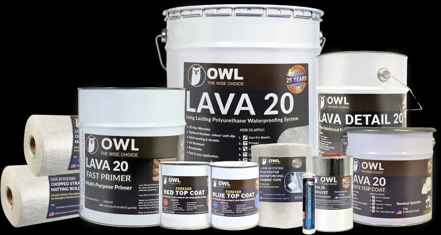 Kompletna obitelj Owl Lava 20 hidroizolacijskih proizvoda